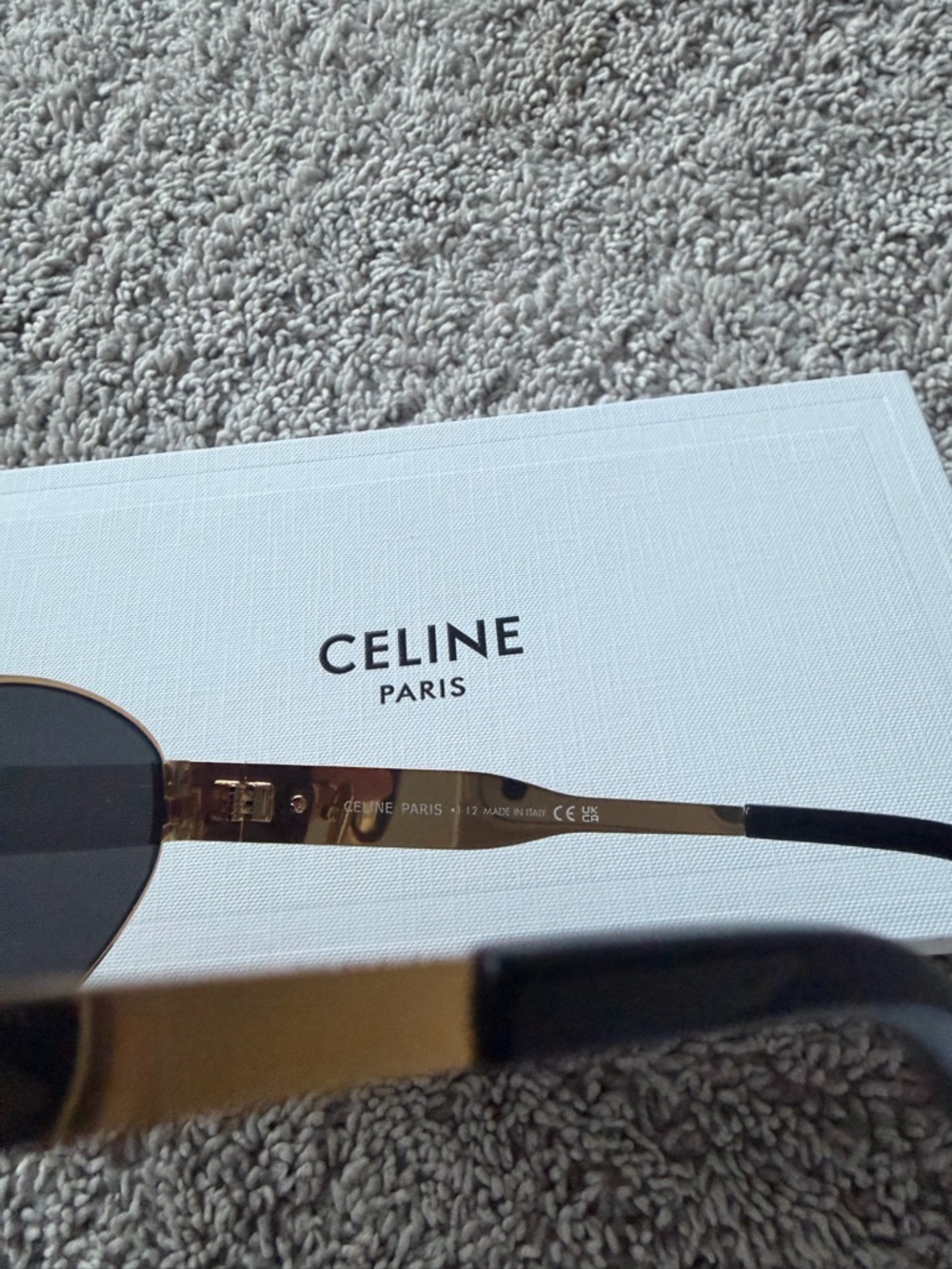 Celine Gold Frame Black Lens Oval Sunglasses - Picture 6 of 7